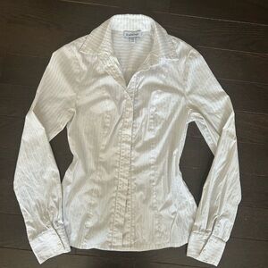 Vintage Bebe White Striped buttoned down Shirt